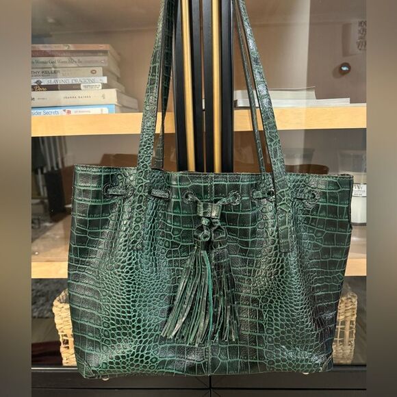 Patricia Nash 10th Anniversary Limited Edition Vintage Green Croc Leather Bag - Picture 10 of 16